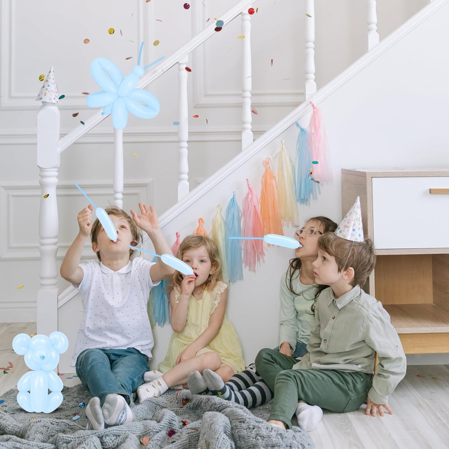 100Pcs Pastel Blue 260 Balloons, Skinny Long Balloon for Tying Balloon Arch, Twisting Ballons Animal Balloons Birthday Party Wedding Festival Decorations