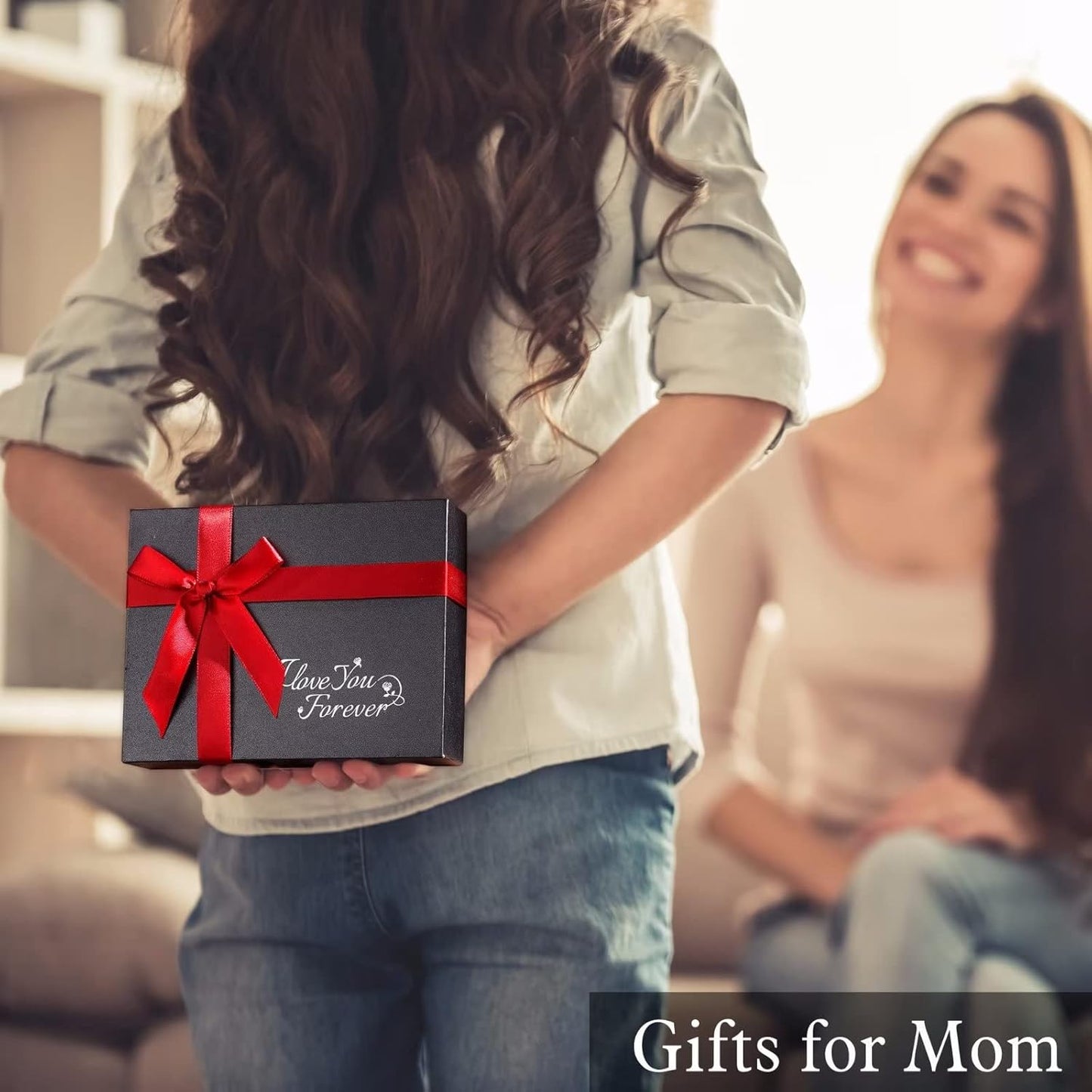 Iefil Christmas Gifts for Women Wife - 925 Sterling Silver Rose Heart Initial Necklace, Anniversary Birthday Gifts for Women, Jewelry Gift for Her Wife Girlfriend Mom Daughter