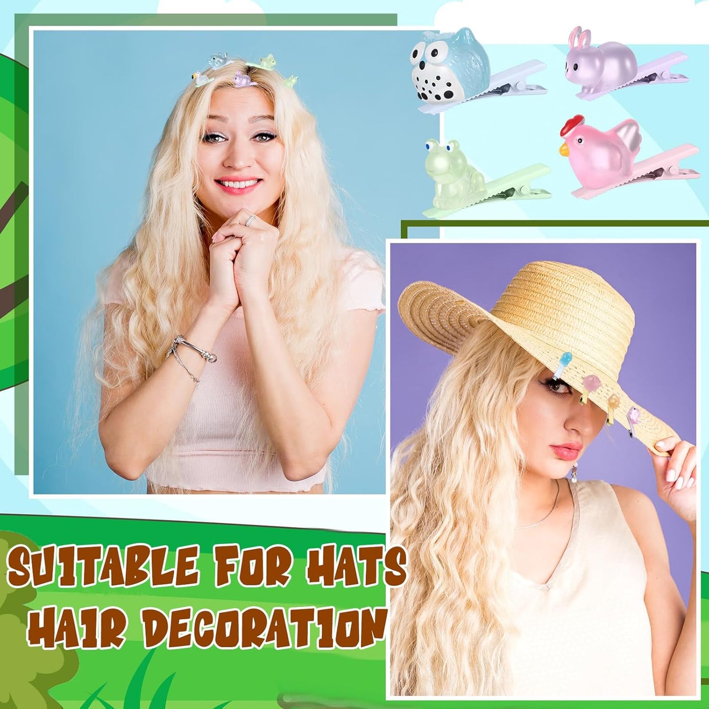 30 Pcs Mini Glow Hair Clips Girls Rave Hair Clips for Women Christmas Music Festival Holiday Party Supplies (Animals)