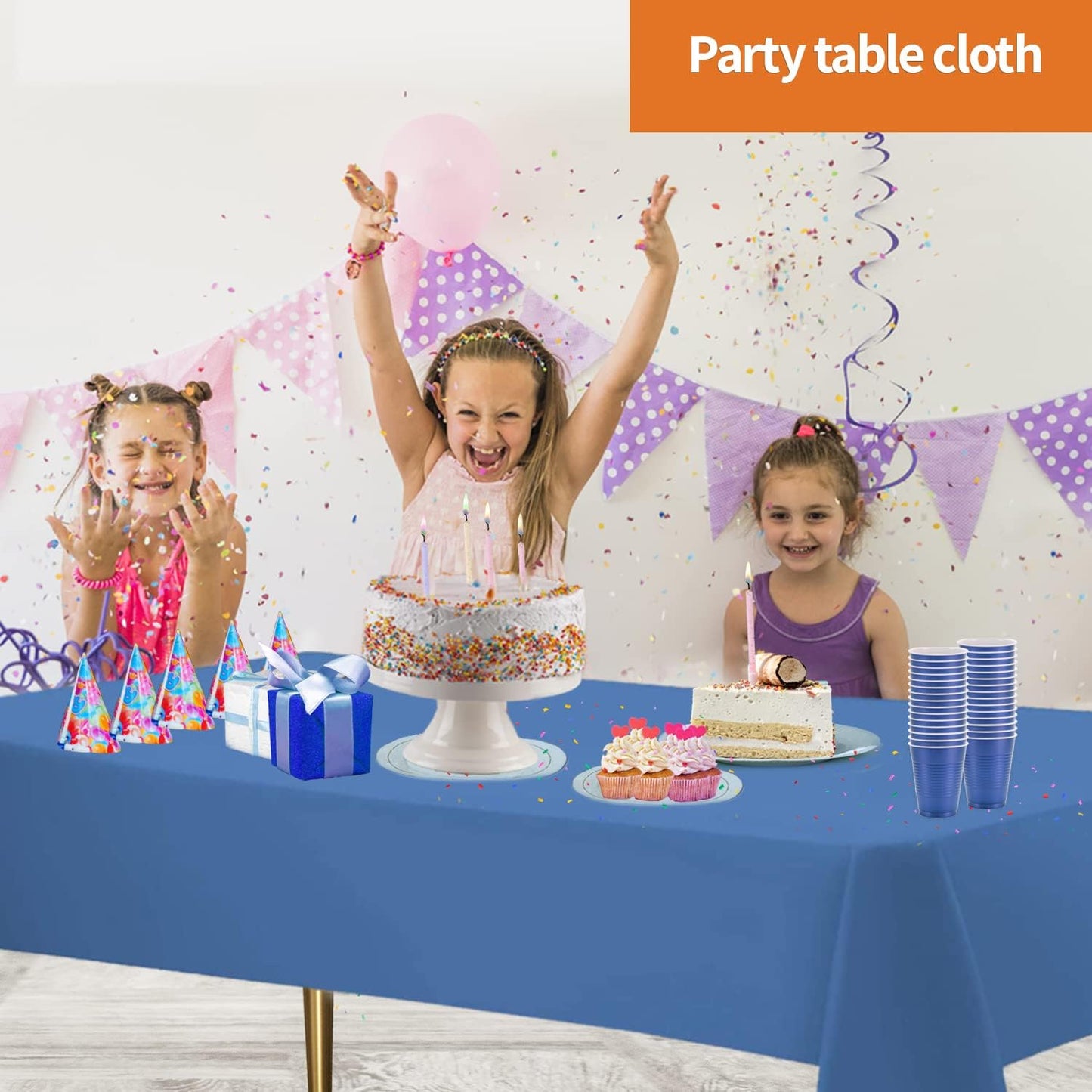 Blue Disposable Plastic Tablecloth for Rectangle Tables (12 Pack) Premium Decorative Table Cloths for Parties, Events & Weddings, Indoors & Outdoors, 54 x 108 inches, Plastic Table Cover