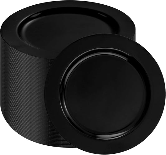 bUCLA 100 Pieces Black Plastic Plates - 6.25 inch Disposable Dessert/Salad/Appetizer/Small Cake Plates for Party, Graduation & New Year