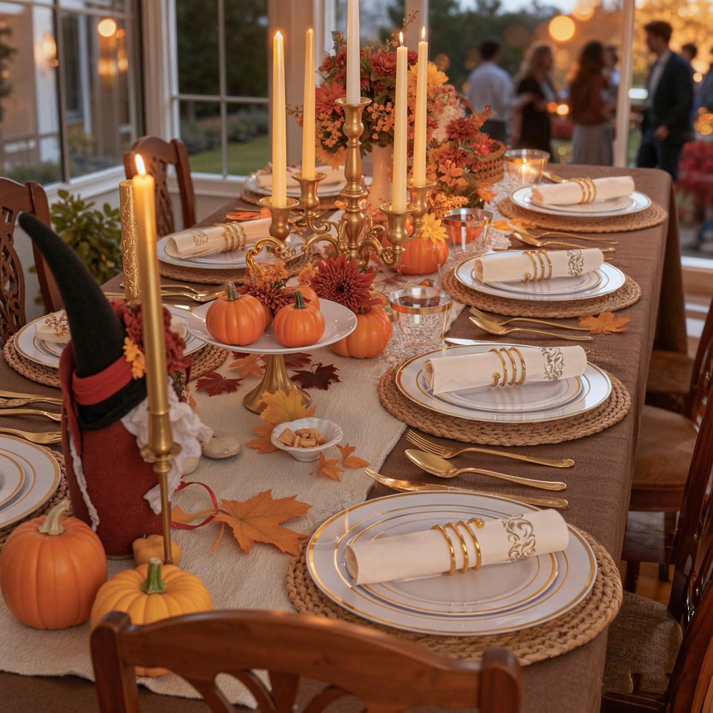 WDF 60PCS White Gold Plates Disposable - Gold Plastic Plates, Including 30-10.25inch Gold Dinner and 30-7.5inch Salad/Dessert for Thanksgiving