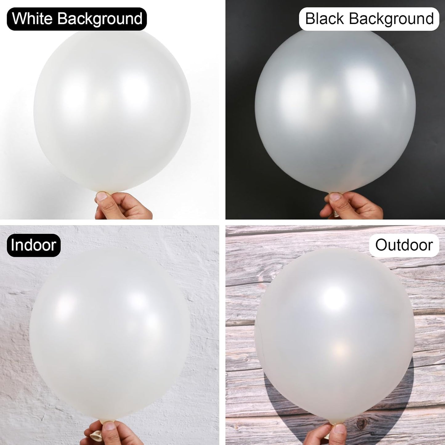 Pearl White Balloons, 150 pcs Different Sizes Pack of 18 Inch 12 Inch 10 Inch 5 Inch Shimmery White Latex Balloons for Balloon Garland Balloon Arch as Birthday Party Wedding Decorations