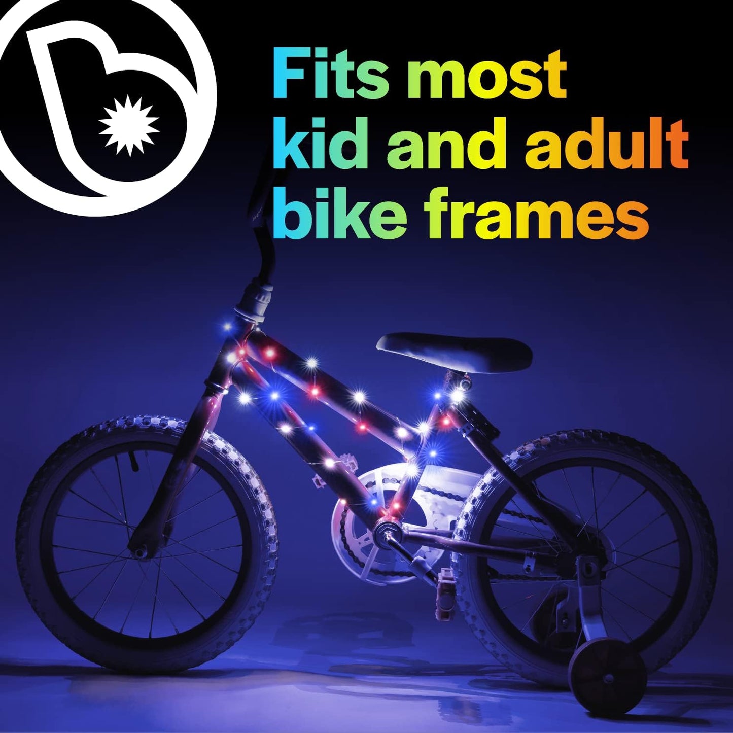 Brightz CosmicBrightz LED Bike Frame Rope Light - 6.5-Foot String Rope - Battery-Powered with On/Off Switch - Ultra Bright Color Keeps Your Ride Fun and Safe for Kids, Teens, & Adults