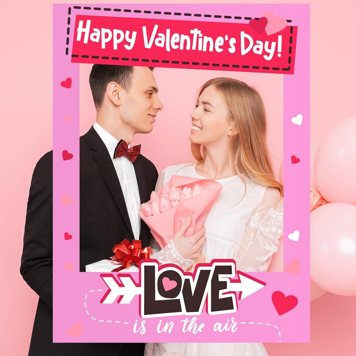 32 x 24 Inch Photo Booth Selfie Frame Prop Booth for Birthday Event Parties Large Blank DIY Cutout Props for Funny Decoration Christmas, Holiday Supplies