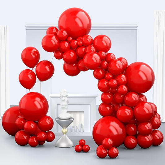 Red Balloons, 150 pcs Different Sizes Pack of 18 Inch 12 Inch 10 Inch 5 Inch Matte Red Latex Balloons for Balloon Garland Balloon Arch as Birthday Party Wedding Decorations