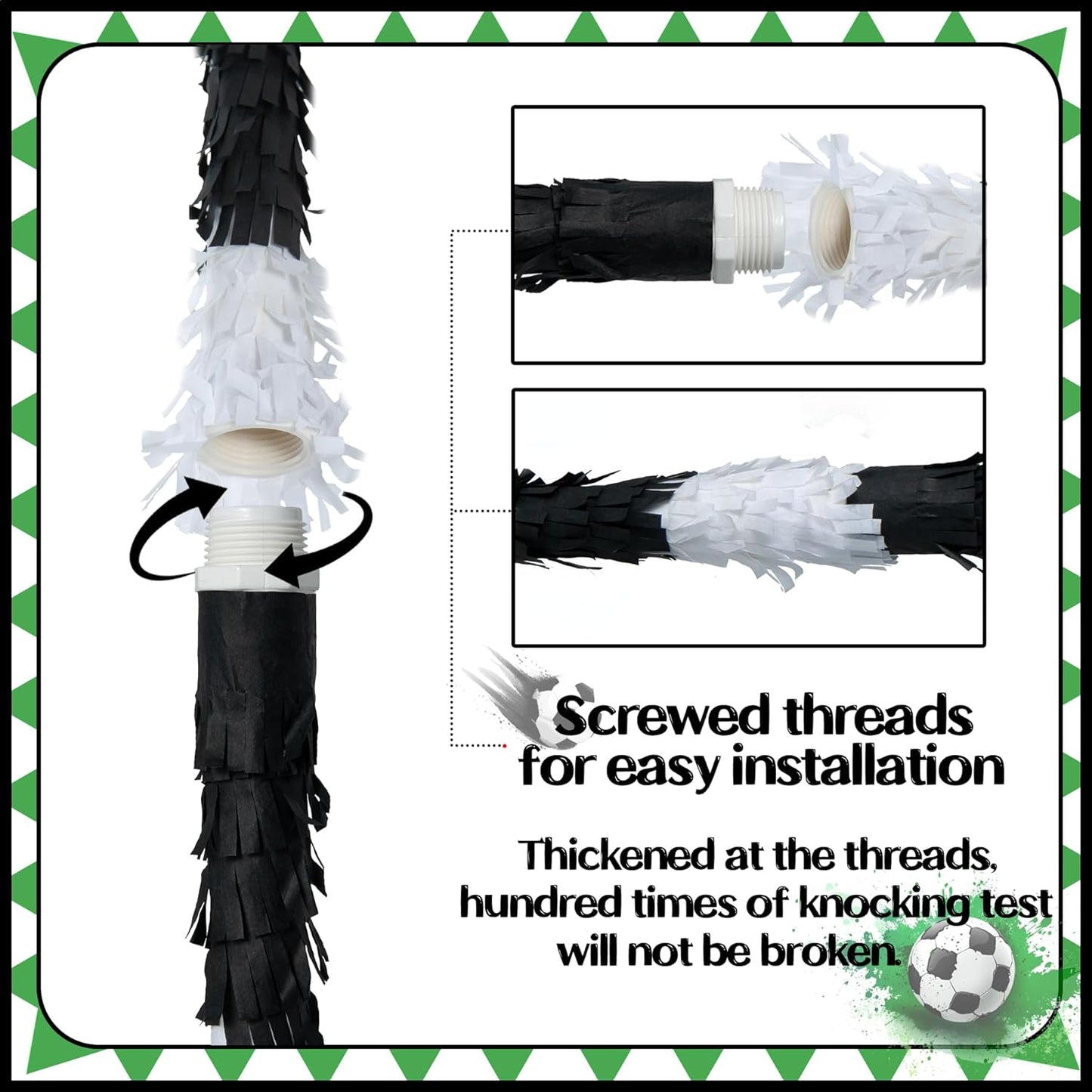 PCFING 18 Inch Soccer Piñata with 30 Inch Piñata Stick Blindfold Confetti for Boys Girls Adults Birthday Party Game Decorations, Anniversary Celebration, Fiesta