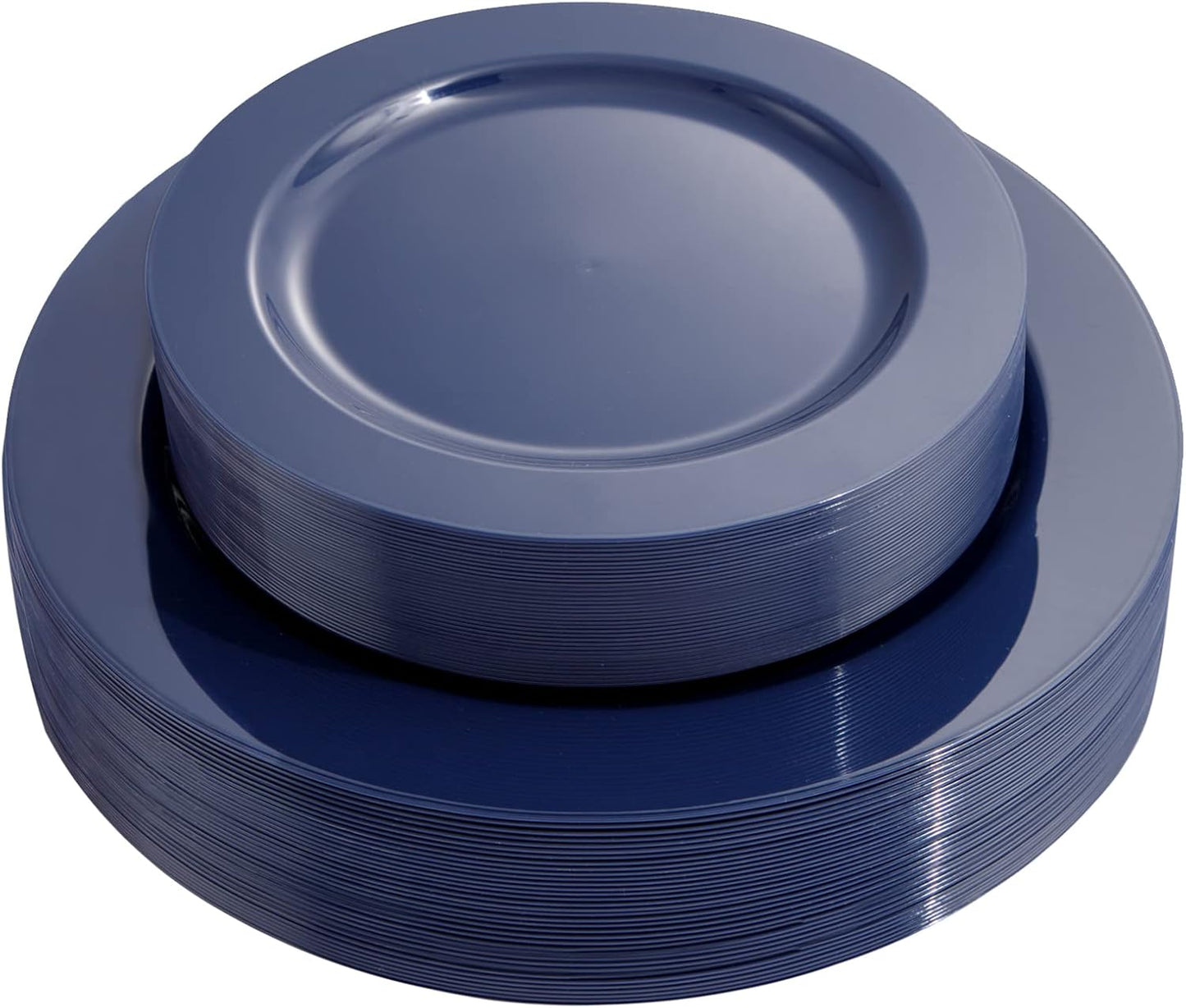 FLOWERCAT 60PCS Blue Plastic Plates - Heavy Duty Blue Plates Disposable (10.25" & 7.5") - serve for 30guest Birthday Party/Wedding/Presidents' Day/Memorial Day/Hanukkah