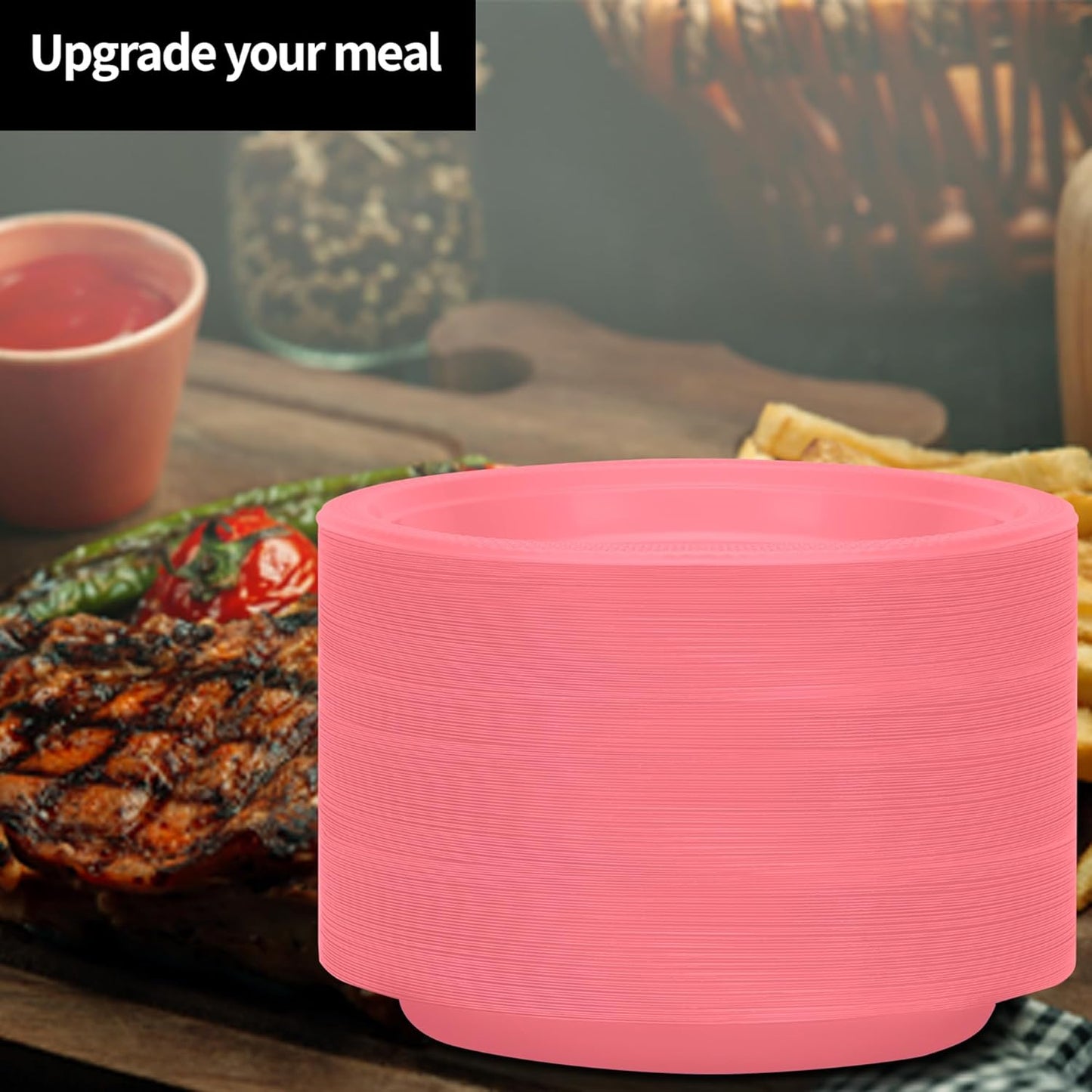 Round Plastic Dinner Plate - 7" | Pink | Pack of 50