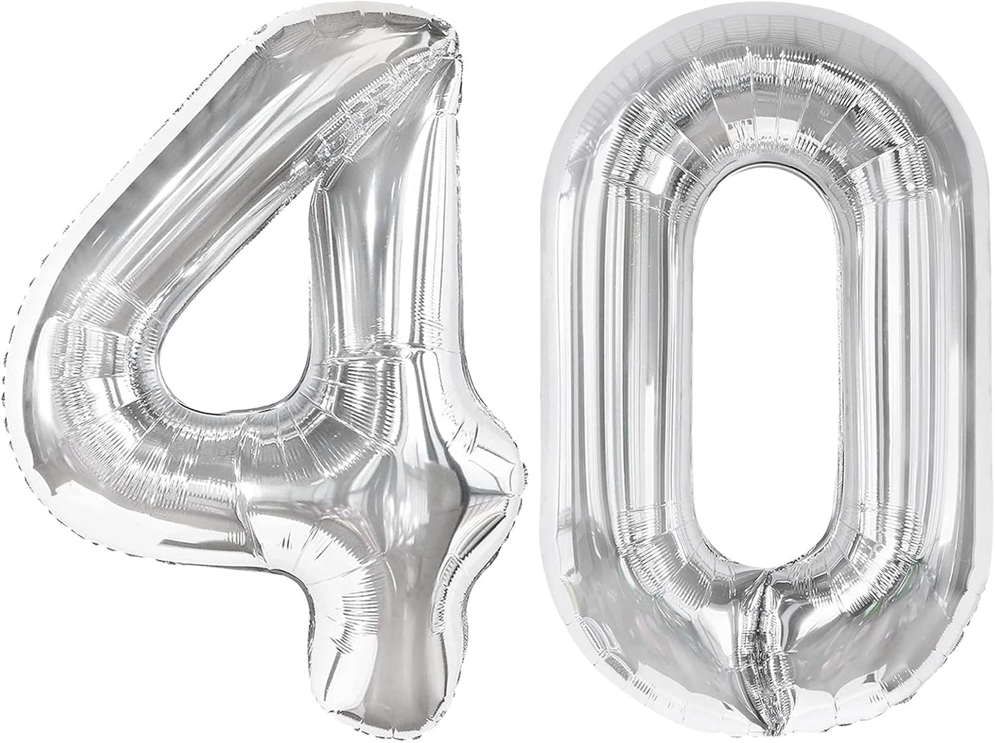Silver Number 40 Balloon 40 Inch, 40th Birthday Party Decorations for Children, Giant 40 Foil Balloon for Party Supplies