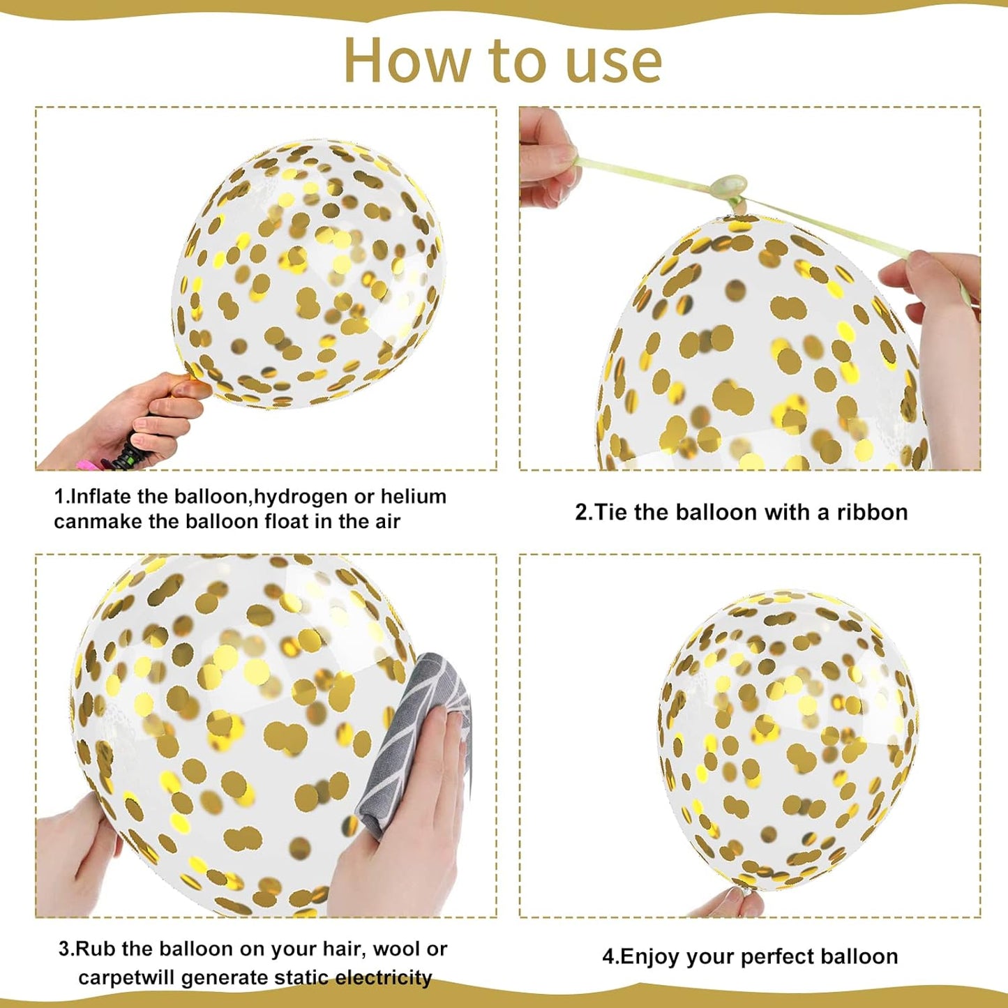 Pink and Gold Balloons, 12 Inch Pink White Metallic Chrome Gold Confetti Pink Latex Balloons with Ribbon Pink Gold Party Balloons Set for Girls Baby Shower Birthday Princess Party Decorations