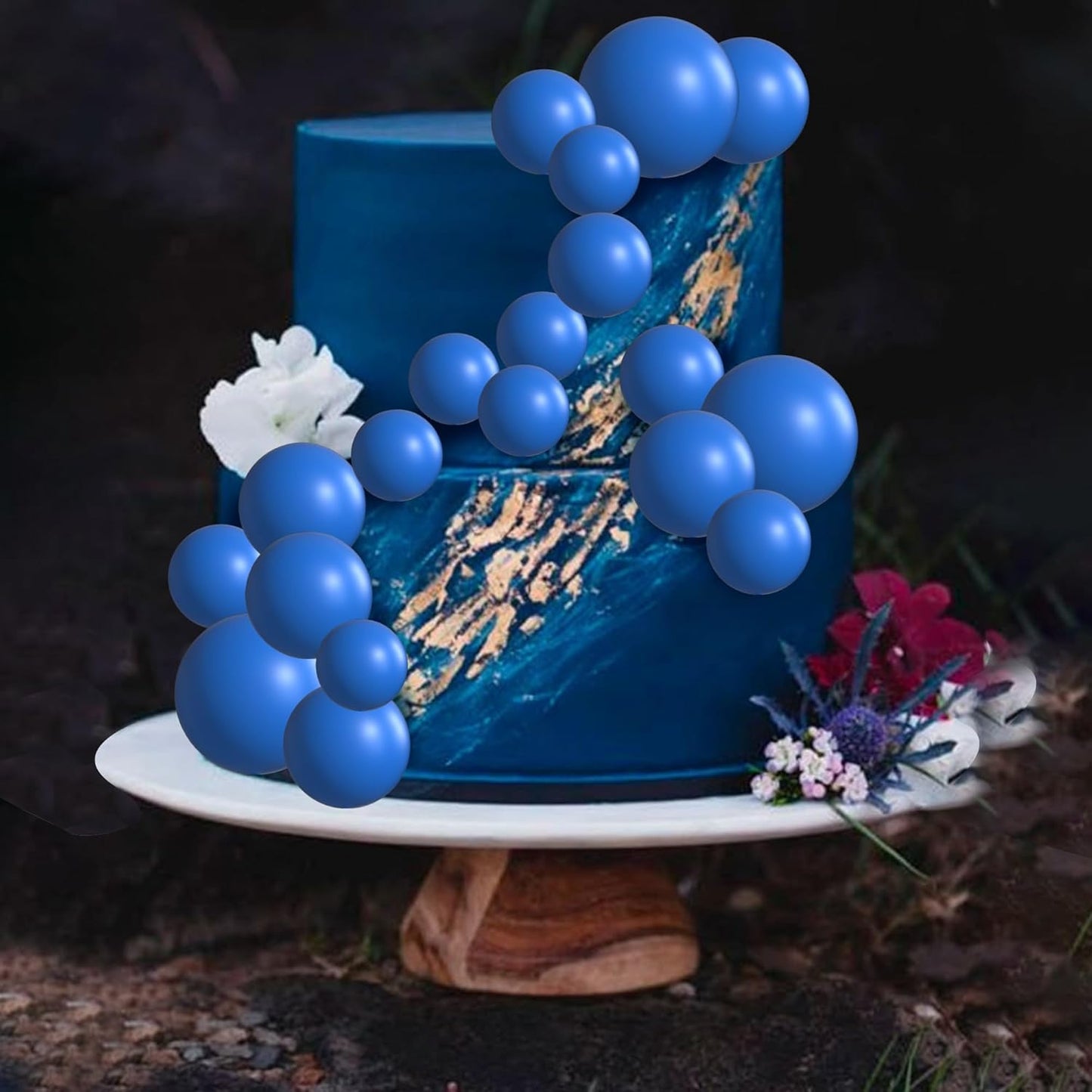 36 Pack Blue Balls Cake Topper Decorations Foam Balloons Cake Decorations Sticks Mini Balloons Cake Toppers Balls Cake Picks for Baby Shower Wedding Anniversary Birthday Party Decorations