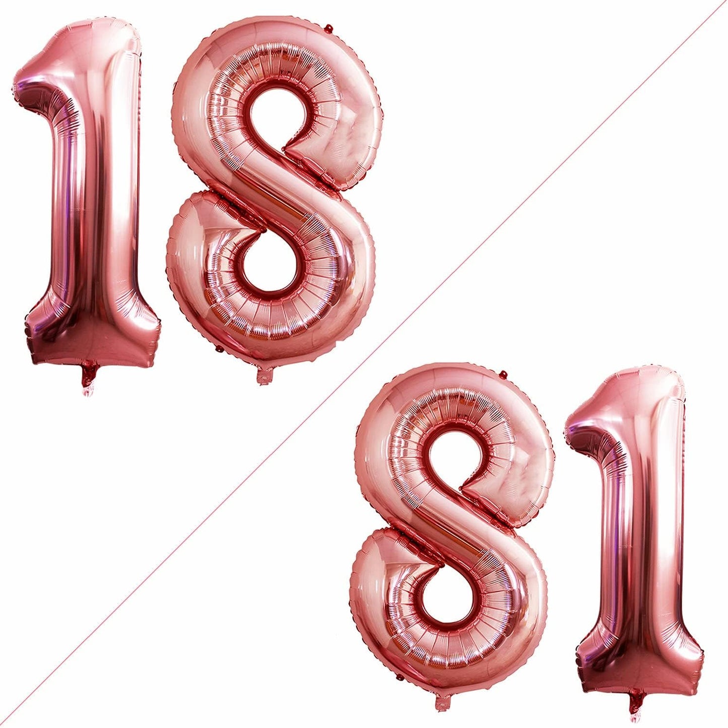 GOER Number 18 Balloons for 18th Birthday Sweet 18 Party Decorations,42 Inch Jumbo Foil Helium 81 Balloons for 81st Birthday Party Decoration (Rose Gold)