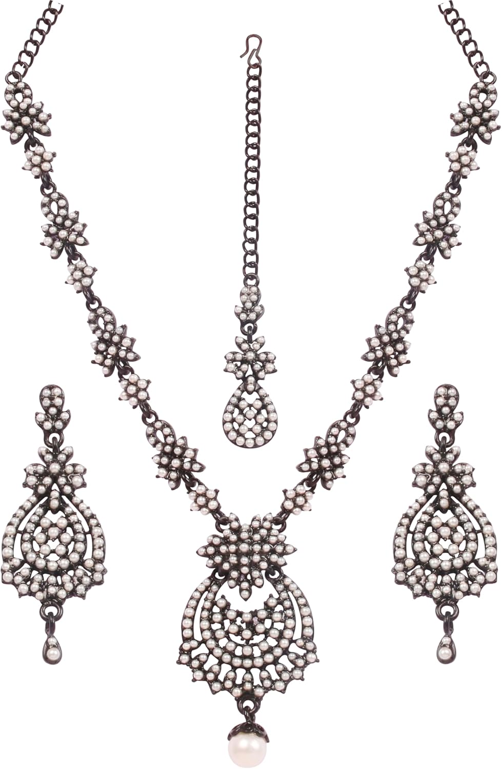 Touchstone Indian jewelry sets for women maang tikka wedding guest gold necklace bollywood jewellery set pageant elegant prom bride accessories western crystal chunky rhinestone necklaces