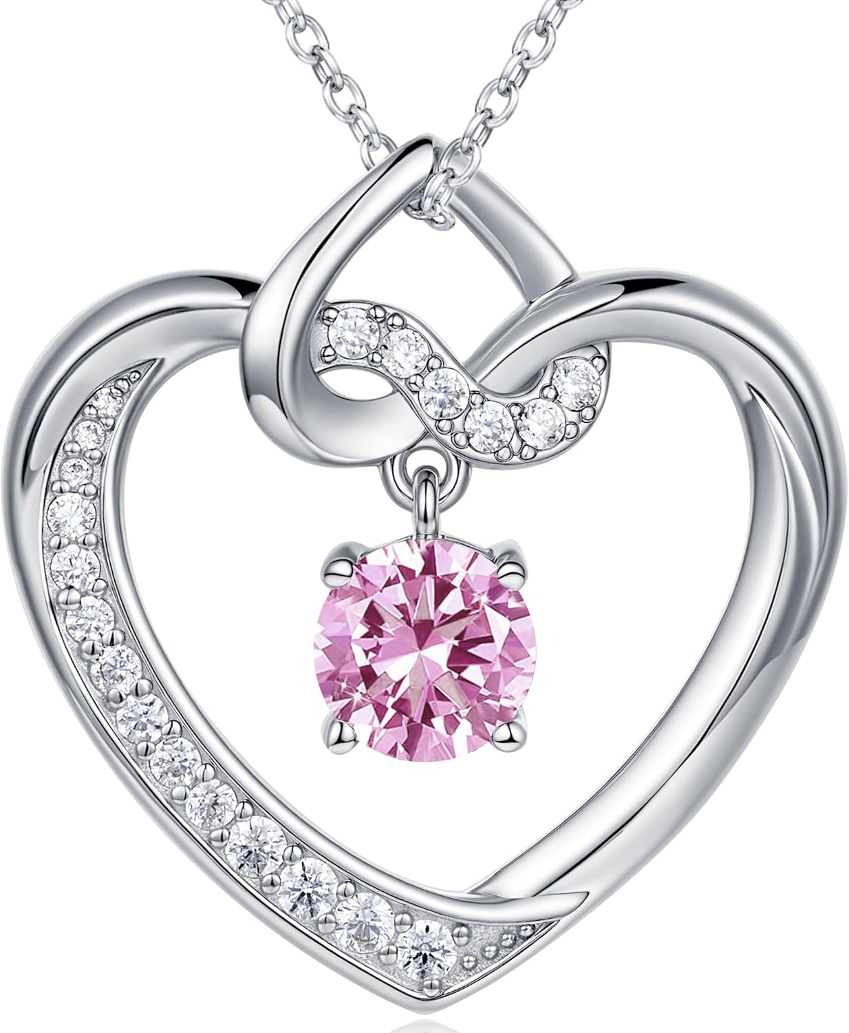 Heart Birthstone Necklaces Gifts for Women Wife, Jewelry for Women Wedding Anniversary Birthday Gifts for Wife Girlfriend Mom Christmas Valentines Gifts S925 Sterling Silver