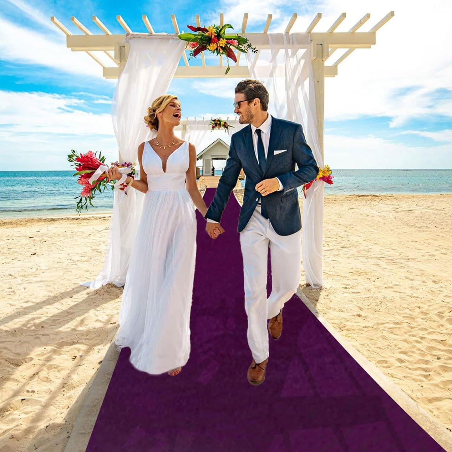 FUHSY Wedding Aisle Runner Purple Carpet Runner for Party Velvet Aisle Runner 4x15 FT Wedding Aisle Runners for Outside Carpet Rug Runner Aisle Runners for Outdoor Ceremony Runway for Hallway