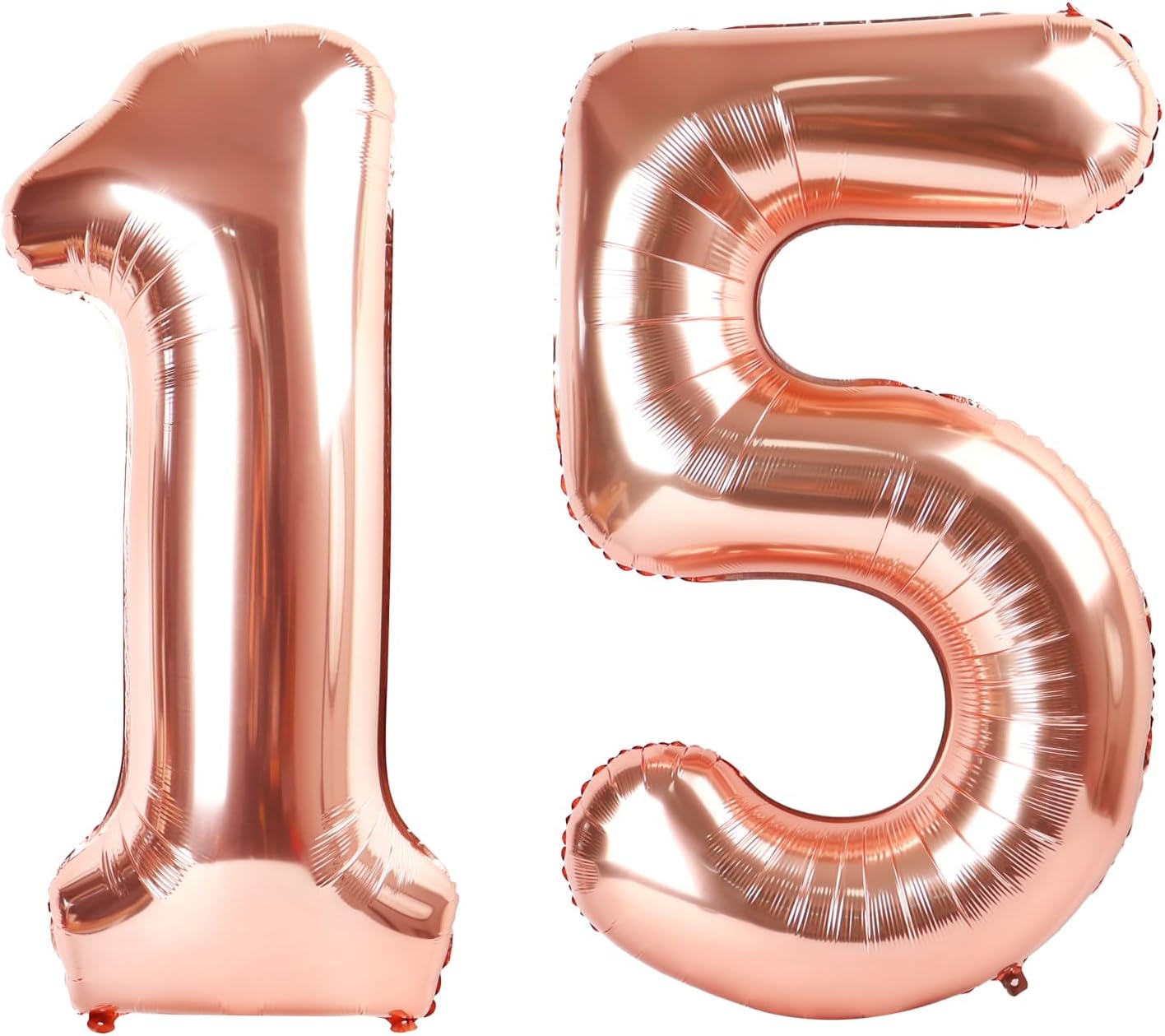 Rose Gold Number 15 Balloon 40 inch, 15 Number Balloons, 15th Birthday Decorations for Girls Boys, 15 Year Old Rose Gold Party Supplies