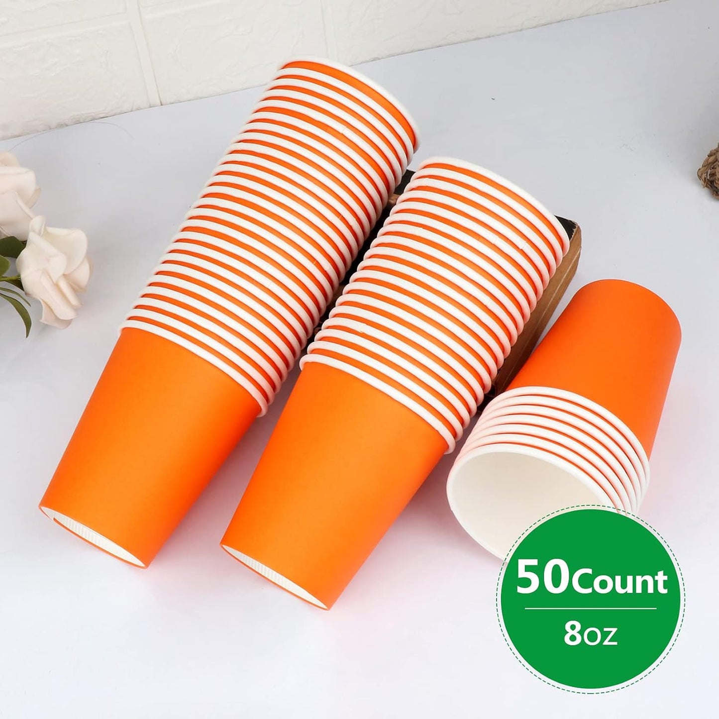 Yes!Fresh Party Cups,50 Count,Multicolor Paper Cups For Weddding,Party,Picnic, BBQ, Travel, and Event(Orange)