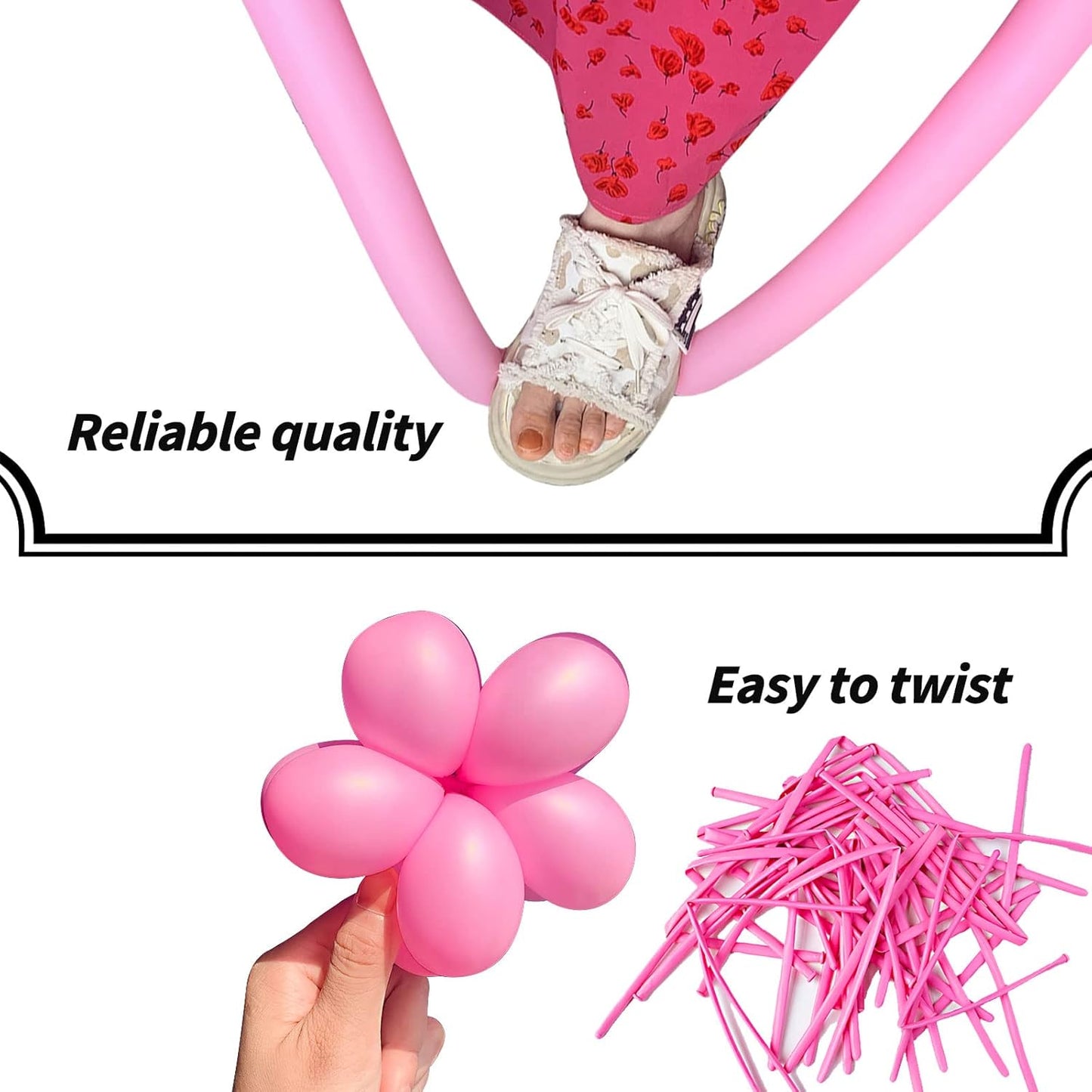 Pink 260 Long Skinny Twisting Animal Balloons, Rainbow Balloons for Animal Shapes Carnival Festival Party Supplies 100pcs