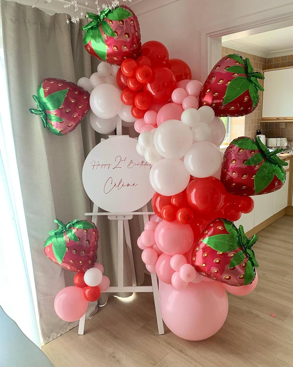 12 Pack Gaint Strawberry Balloons 23 Inch Cute Strawberry Balloons for Cute Berry First Birthday Party Themed Decorations