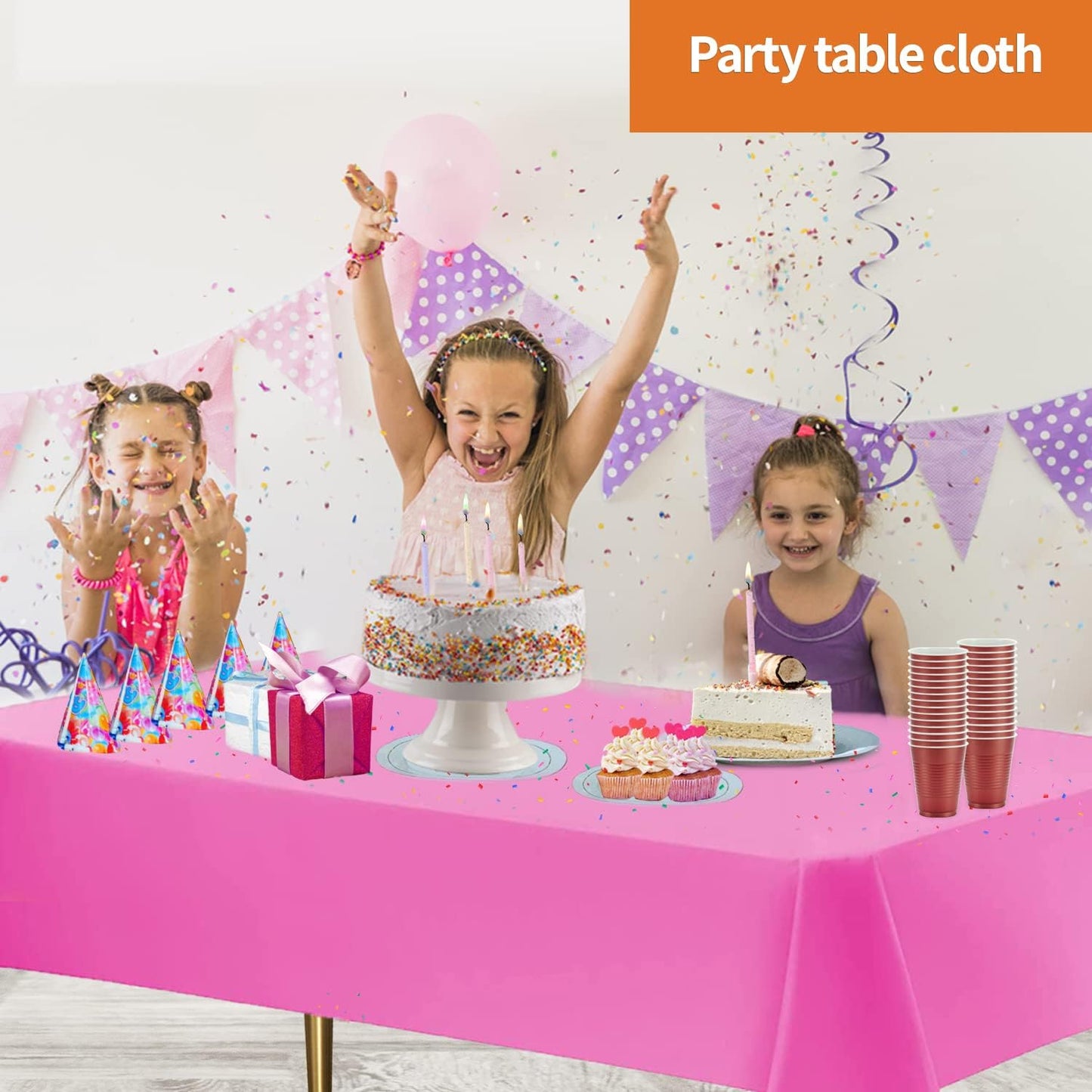 Pink Disposable Plastic Table Cloth for Rectangle Tables (12 Pack) Premium Decorative Pink Tablecloth for Parties, Events & Weddings, Indoors & Outdoors, 54 x 108 inches, Plastic Table Cover