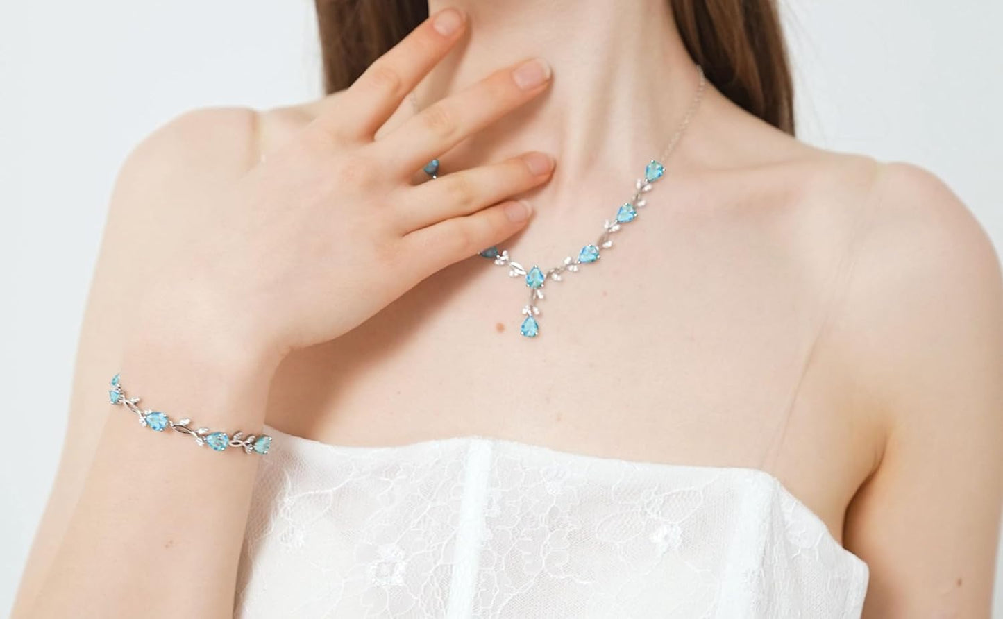 GZWHD Wedding Jewelry Sets for Bride Bridesmaid Women Cubic Zirconia Necklace Earrings Bracelet Set Gift for Mother Friend Wife Daughter Sister Party Prom Jewelry