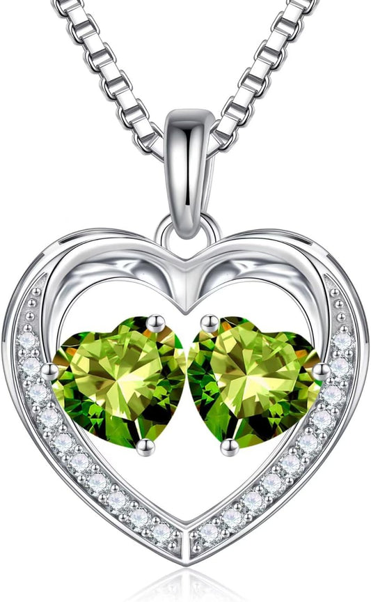 Iefil Christmas Gifts for Wife - 925 Sterling Silver Birthstone Necklace, Anniversary Birthday Gifts for Women, Stocking Stuffers for Women Wife Mom Daughter