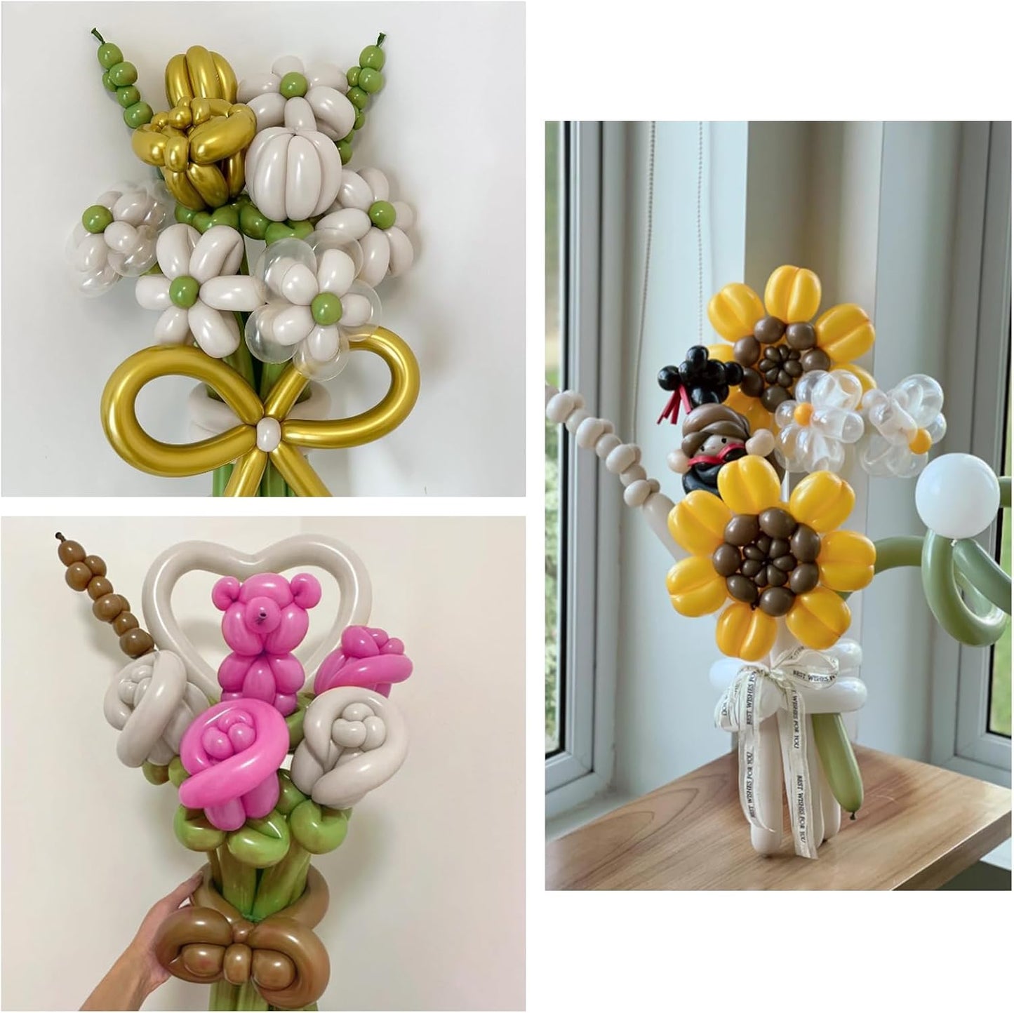 100Pcs Sand White 260 balloons, Thickening Latex Cream 260q Balloons for Animal Model, Long Twisting Balloons for Halloween Xmas Presents, Animal Shape Weddings, Birthdays Clowns.(Sand white)