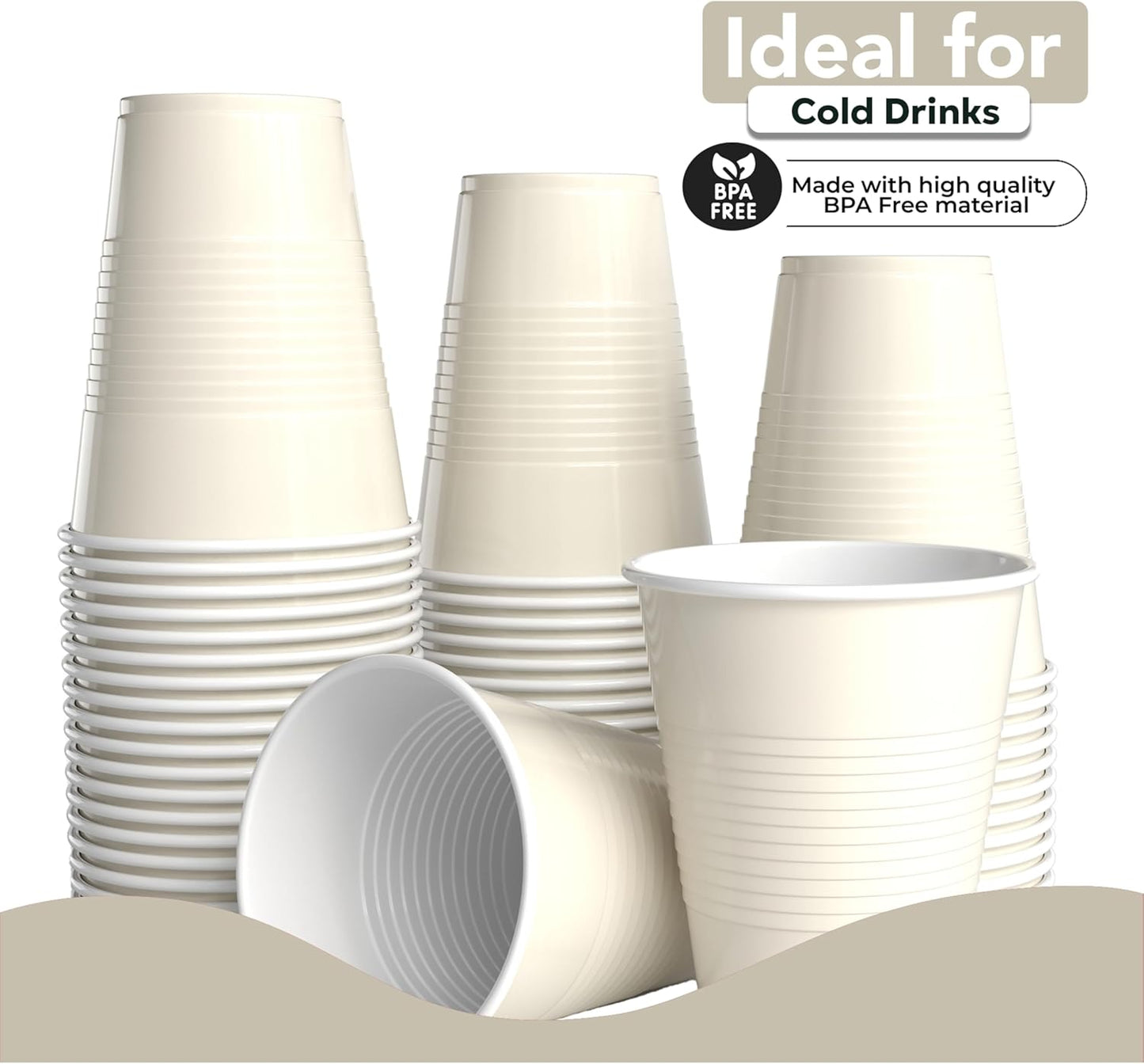 18 Oz Ivory Plastic Cups For Party Supplies 50 Pack | Ivory Disposable Cups Plastic | Disposable Drinkware For Parties, Events & Everyday