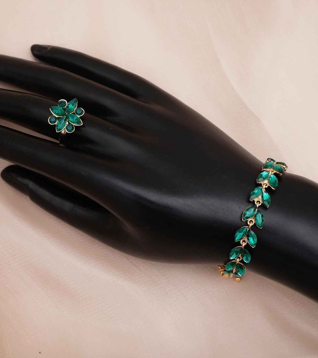 CSY 4 Pcs Elegant Bridal Jewelry Sets Austrian Marquise Crystal Wedding Necklace Dangle Earrings Tennis Bracelet Ring Set for Bride Women Costume Accessories