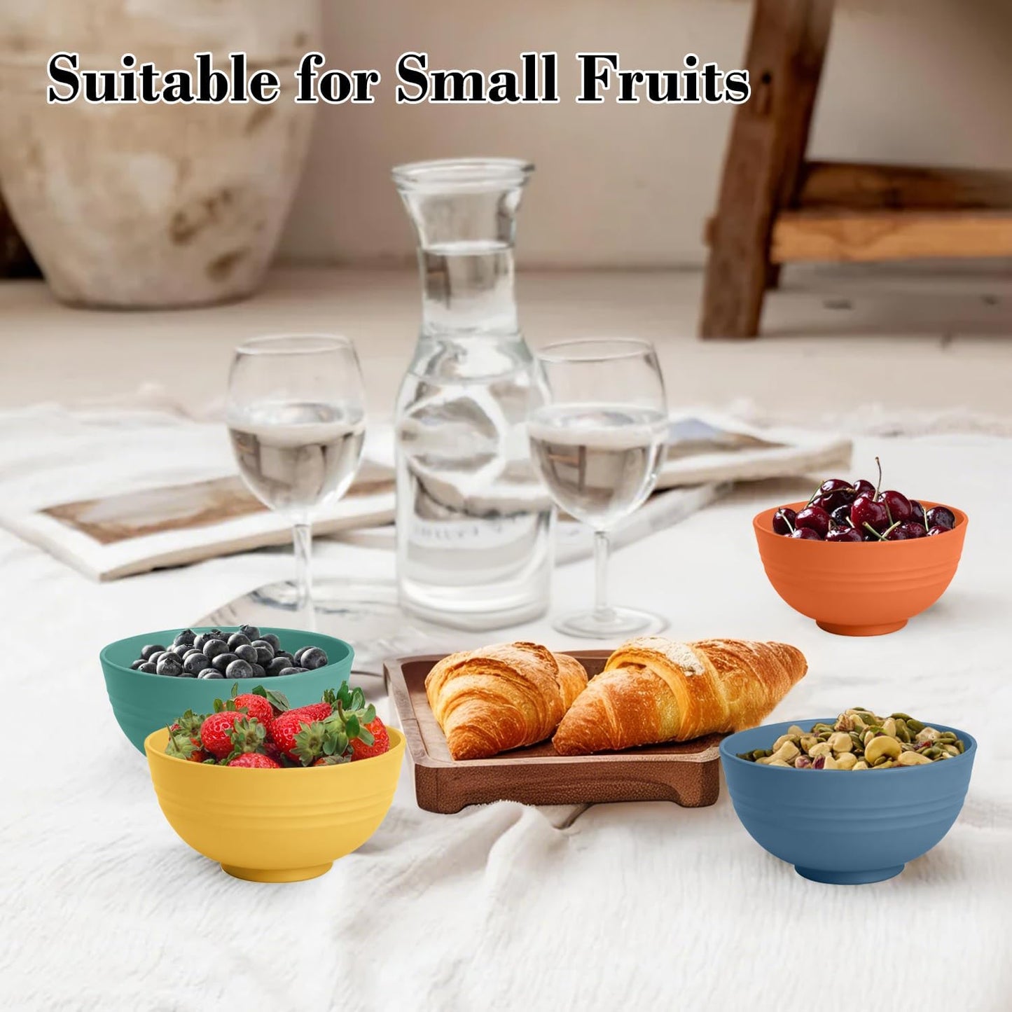 Unbreakable Wheat Straw Bowls for Kids, 10 oz Snack Bowls Set of 6, Small Handy Bowls Set for Snack, Dessert and Appetizer,Multi Color