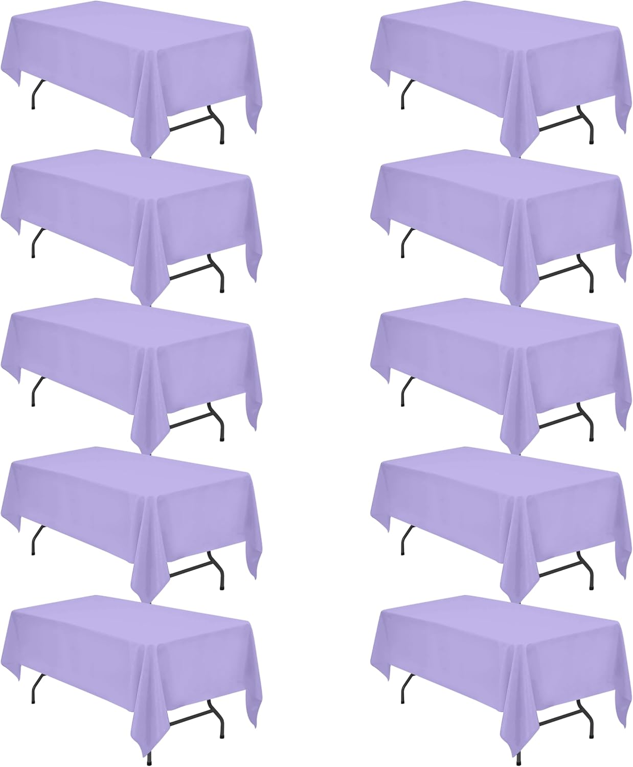 BRILLMAX 10 Pack Lavender Tablecloths for 6 Foot Rectangle Tables 60 x 102 Inch - 6ft Rectangular Bulk Linen Polyester Fabric Washable Cloth Cover for Wedding Reception Banquet Birthday Party