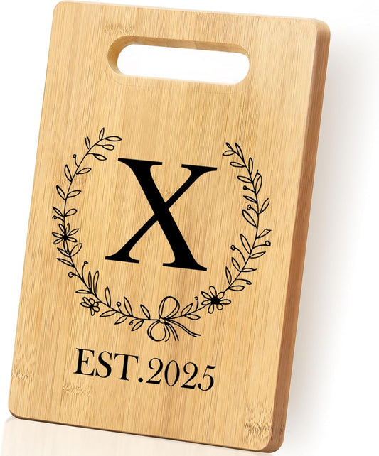 Personalized Cutting Board, Monogrammed Wedding Gift for Couple Newlywed 2025, Initial Birthday Gifts for Women, Gift for Bridal Shower Wedding Shower Engagement Anniversary Housewarming(Letter-X)