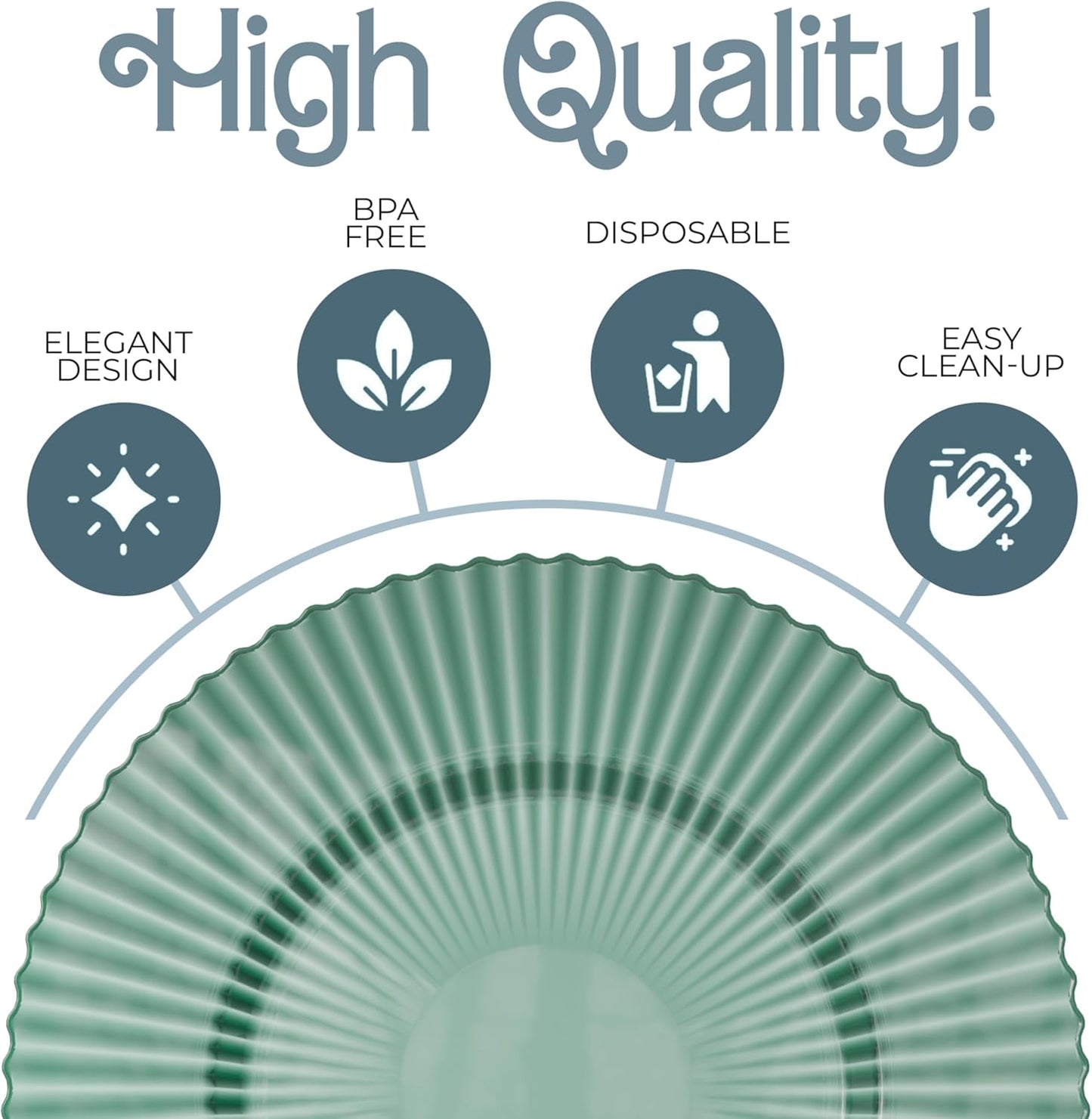 Exquisite 40 Piece Plastic Disposable Plates Set For 20 Guests I 20 X 9 Inch & 20 X 11 Inch Disposable Plastic Plates | Color: Green| Great for Weddings Parties And Formal Occasions