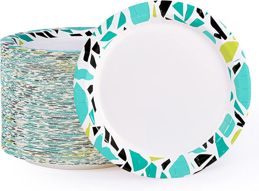 FOCUSLINE 360 Pack Paper Plates 8.375 Inch, Disposable Paper Plate Bulk 360 Count, Soak-Proof & Cut-Proof Bulk Plate for Parties, Picnic and Family Gatherings.