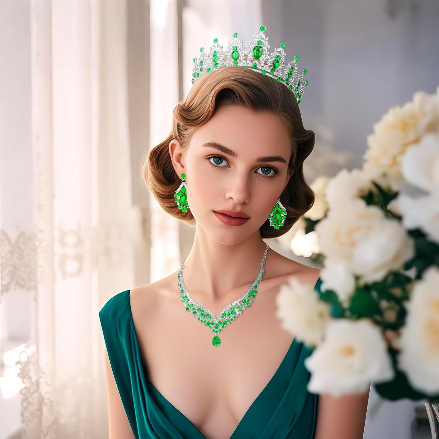 Crowns and Tiaras jewelry sets for Wedding princess birthday party Halloween Prom Pageant Jewelry for Women Crystal Bridal Jewelry Set for women