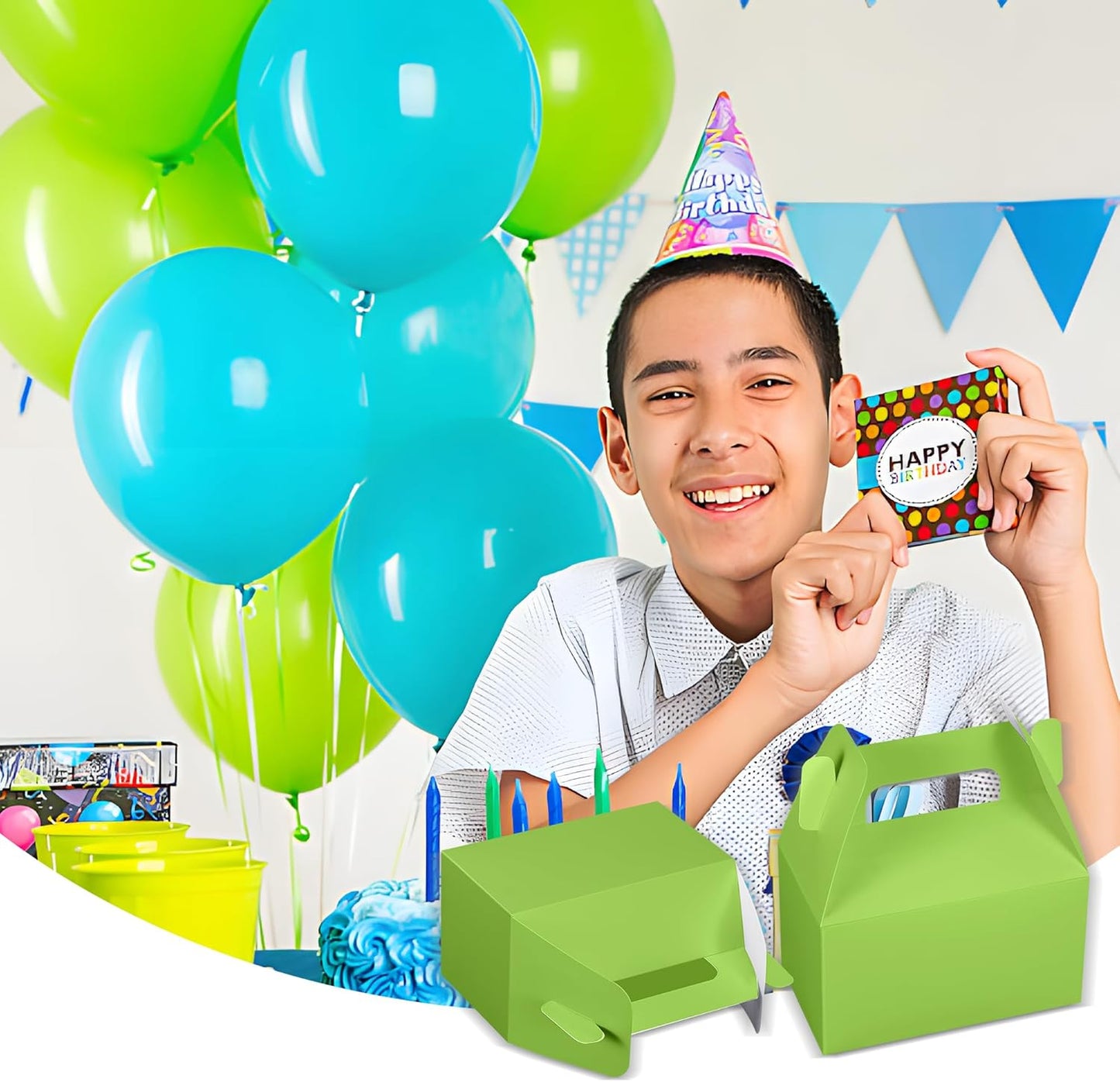 XAGLVV 24 Pack Green Gable Boxes with Handles 6.2x3.5x3.5 Inch Paper Party Favor Gift Box for Christmas St. Patrick’s Day Wedding