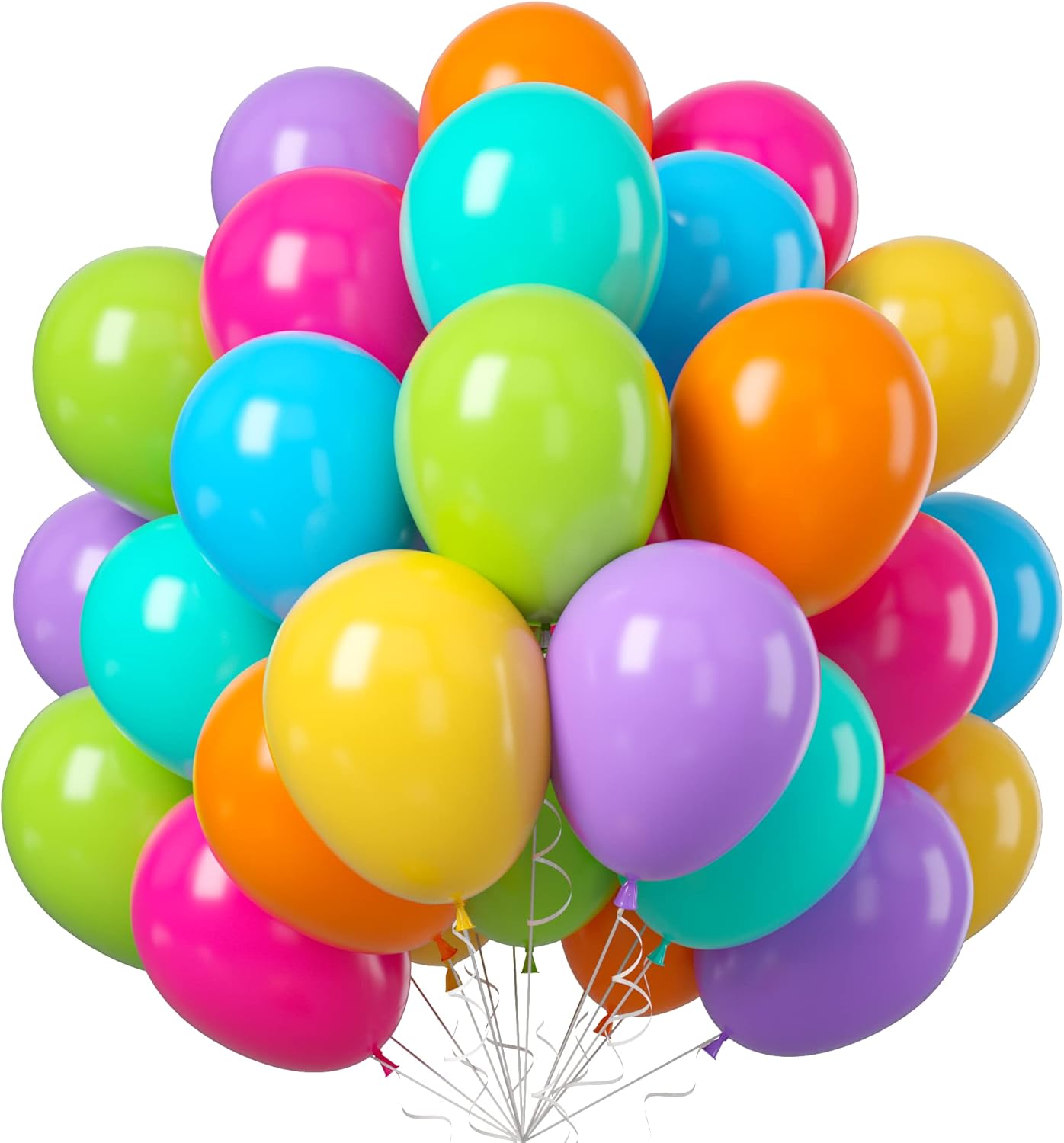 Rainbow Balloons, 50PCS Multicolor Rainbow Balloons Arch in Blue Green Purple Yellow Orange Hot Pink Latex Balloons For Birthday Wedding Baby Shower Engagement DIY Balloons Decoration Party Supplies