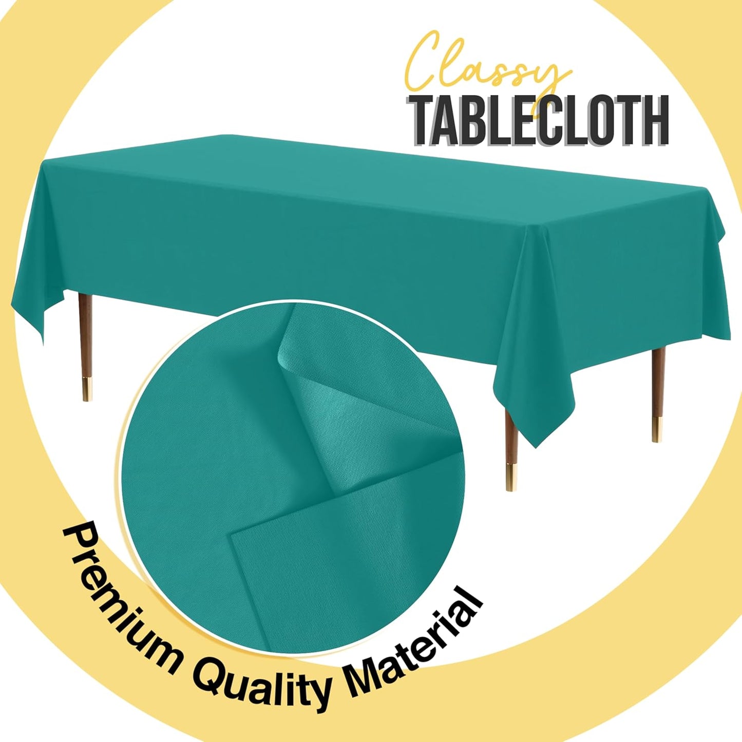 Exquisite 66% Thicker Premium Plastic Table Cloth Rectangle Table Cover 0.5 Mil 12 Pack Teal Table Cloth 54 Inch x 108 Inch Disposable Tablecloth Won't Tear Easily Like Cheap Thin Brands