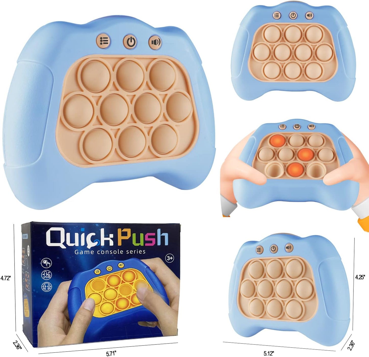 Pop The Target! Handheld Speed Push Game Machine: A Fun Multiplayer Game for Family. Sensory Fidget Toy Christmas Toys Gifts for 6 7 8 9 10 11 12 Years Old Kids Road Trip Car Games Light Blue