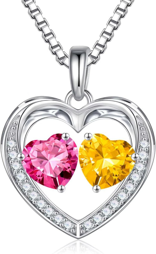 Iefil Christmas Gifts for Wife - 925 Sterling Silver Birthstone Necklace, Anniversary Birthday Gifts for Women, Stocking Stuffers for Women Wife Mom Daughter