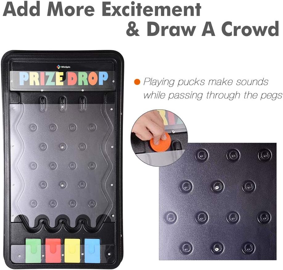 WinSpin Prize Board Kit Fortune Spinning Game 14 Slots Classic Wheel Drop Board Carnival Live Stream Party Tradeshow (12" Prize Wheel & 25x14 Mini Prize Drop)