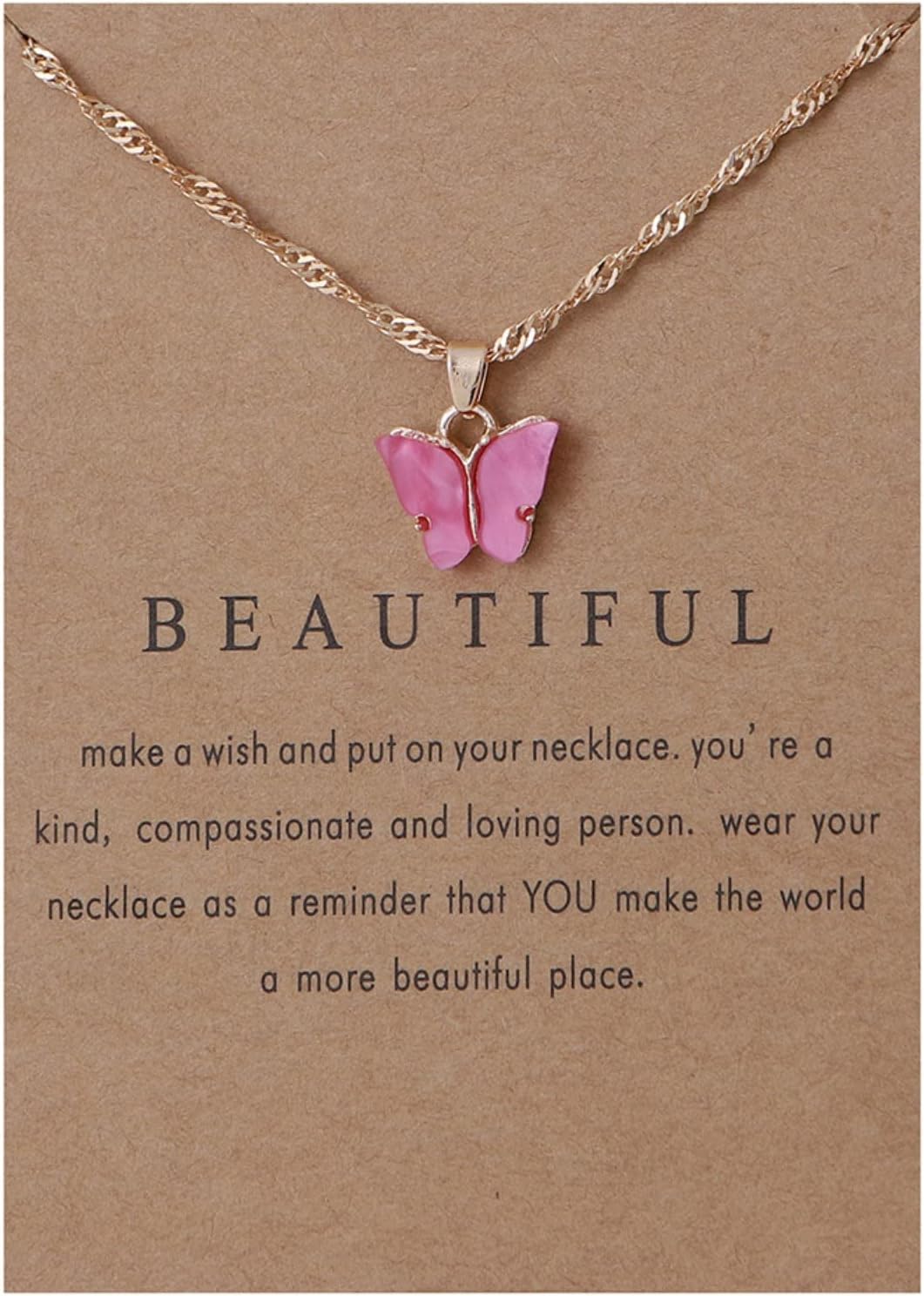 Rrdaily 9 Pcs Dainty Colorful Butterfly Pendant Necklace Set for Women,Bohemian Acrylic Butterfly Chain Necklace Cute Jewelry Gift