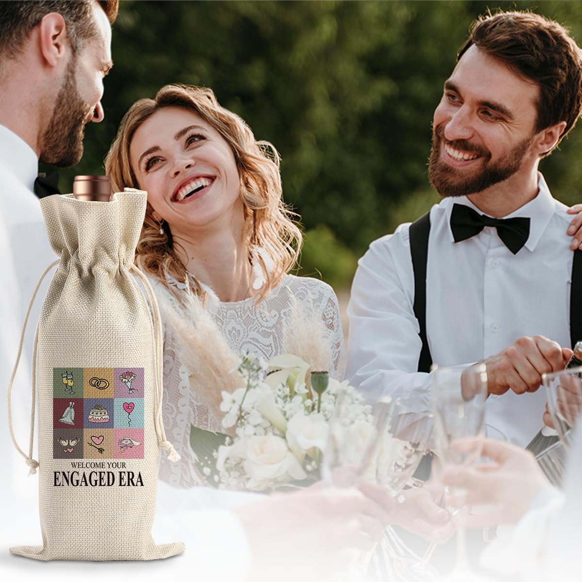 Engagement Wine Gift Bag Wedding Engaged Gifts for Newlyweds Couple Women Men Bridal Shower Gifts for Bride and Groom Pairs Well with Wedding Planning Welcome Your Engaged Era Wine Bags