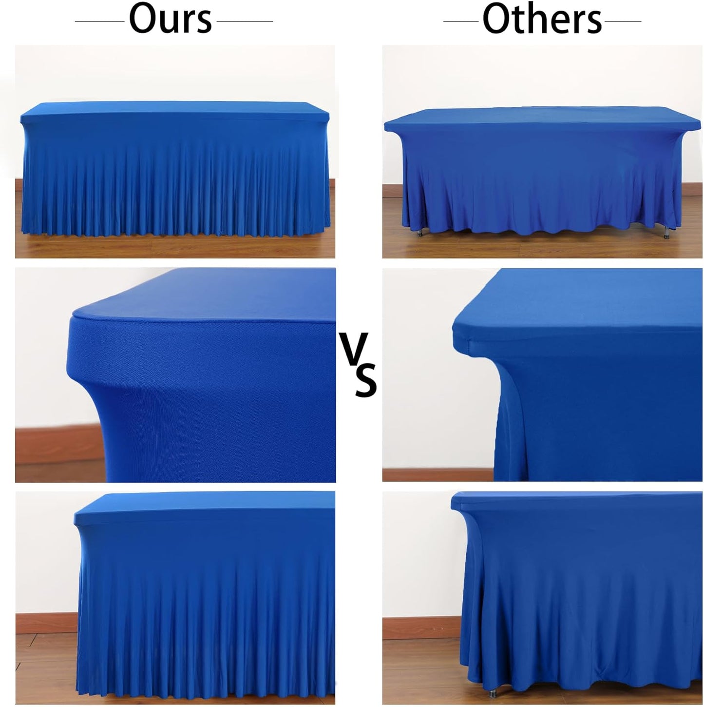 PARTISKY Royal Blue Spandex Tablecloth for 8ft Rectangle Tables, Stretchable Table Cover Skirt for Folding Tables Weddings Parties Banquets Events Trade Shows and Dessert Table