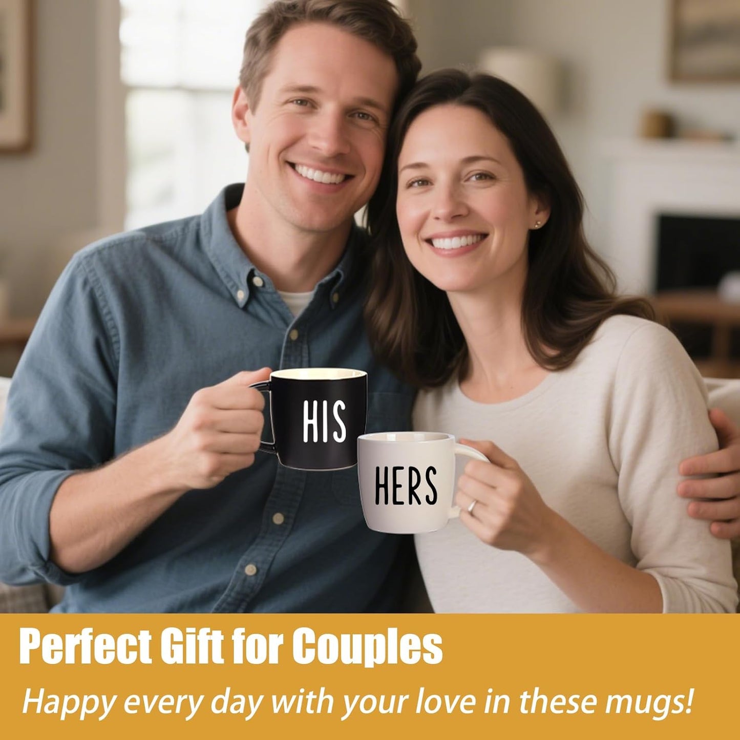 His And Hers Mugs Set Of 2 Coffee Mug 12 Ounce, Cute Matching Coffee Mug Couples for Anniversary, Wedding,Engagement， His and Her Gifts