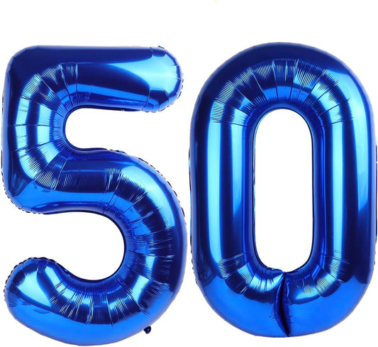 Navy Blue Number 50 Balloon 40 inch, 50 Number Balloons, 50th Navy Blue Birthday Decorations, 50 Year Old Women Men Blue Party Supplies