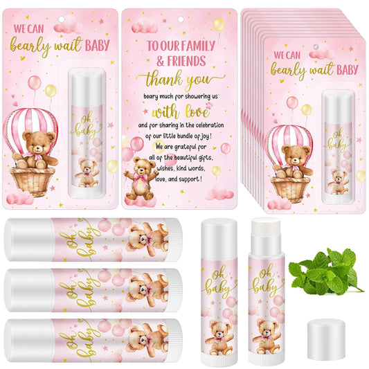 50 Pack Bear themed Baby Shower Favor Baby Shower Lip Balm Party Gifts for Guest Games Prizes Friends Gender Reveal Girls Boys Halloween Thanksgiving Christmas