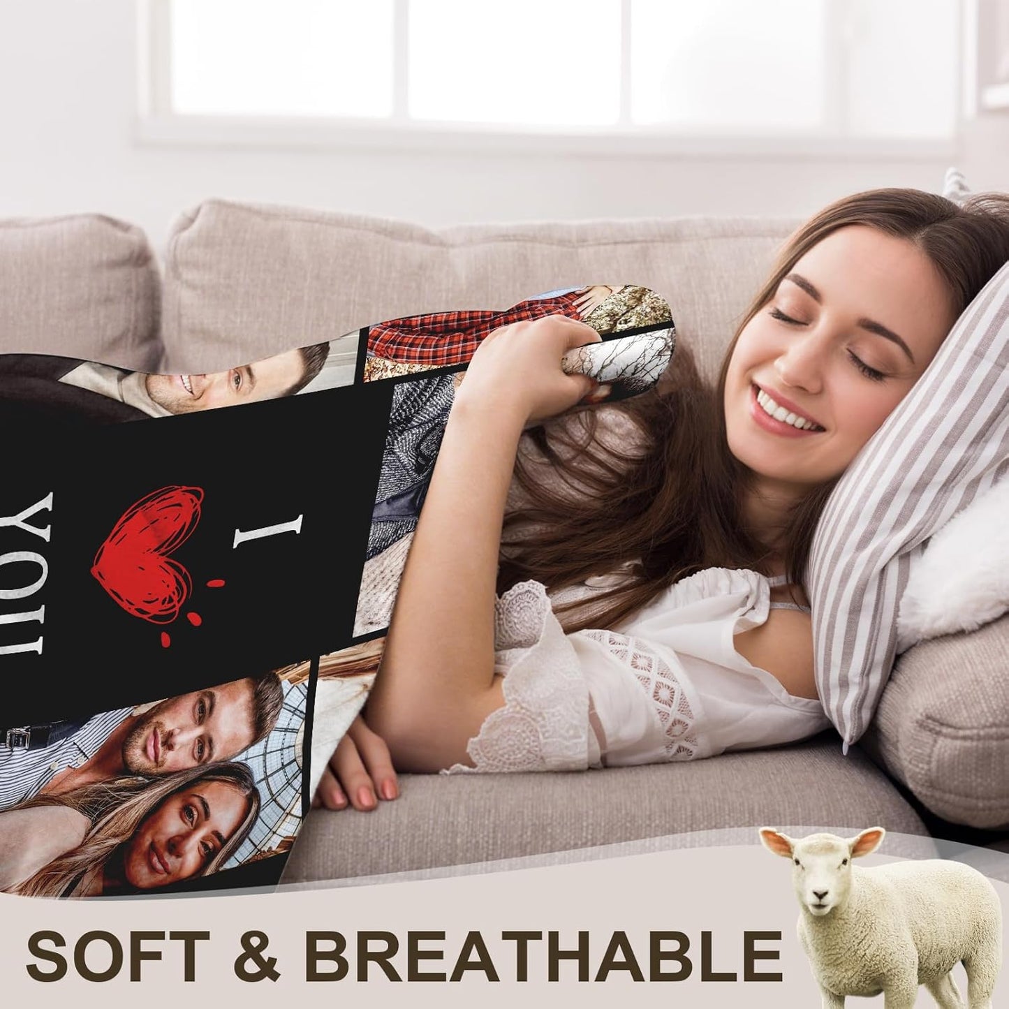 Yofair Ships Next Day, Custom Blanket with Picture Anniversary Wedding Gifts for Women Men Personalized Photo Blankets I Love You Couple Gift for Boyfriend Girlfriend Wife Husband