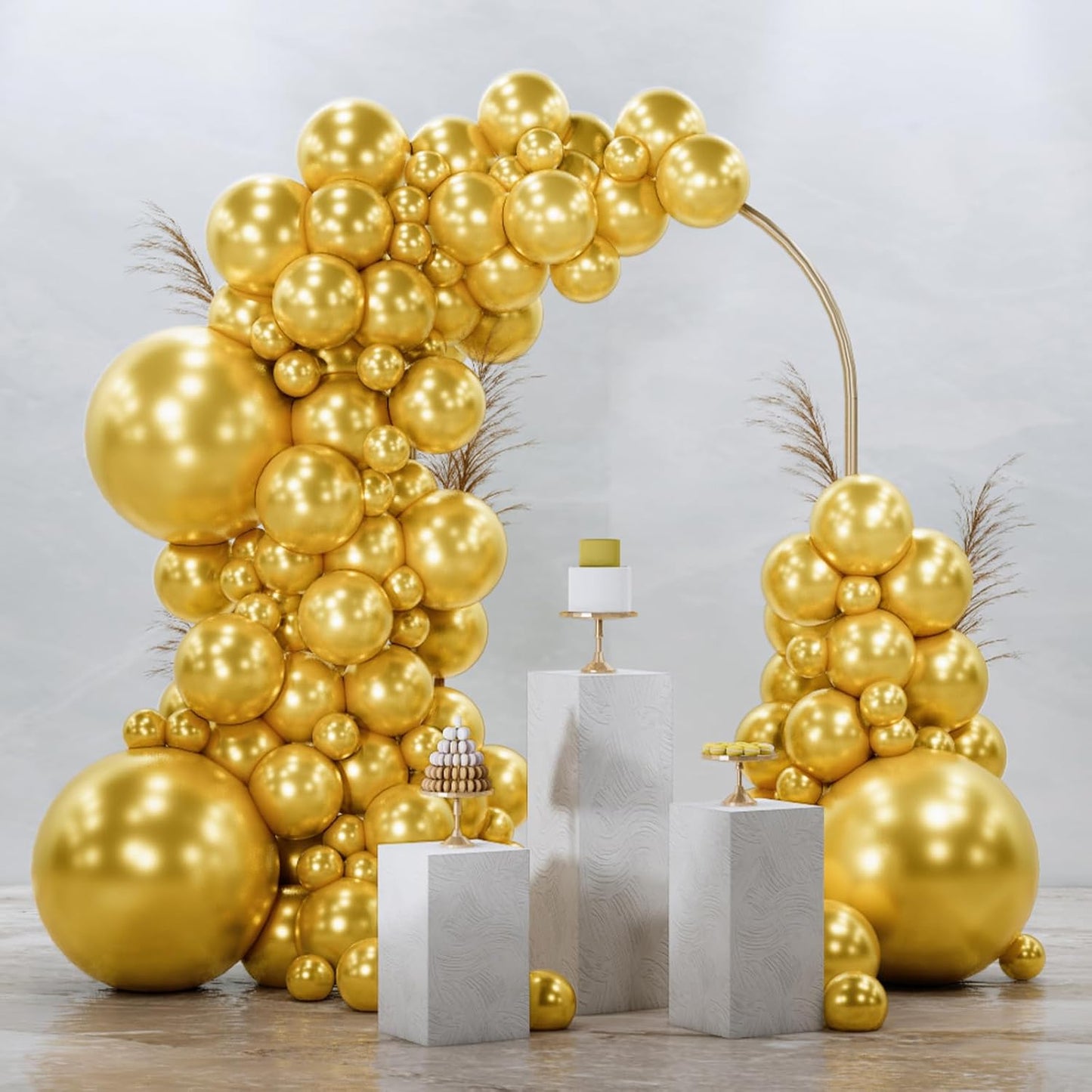 PartyWoo Metallic Gold Balloons 128 pcs Different Sizes Pack of 18 12 10 5 Inch, Chrome Gold Balloon Arch Kit Garland for Birthday Graduation Baby Shower Wedding Party Decorations Gold-G101